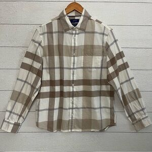 Apt. 9 Brown and White Casual Button Down Flannel Shirt Size Medium